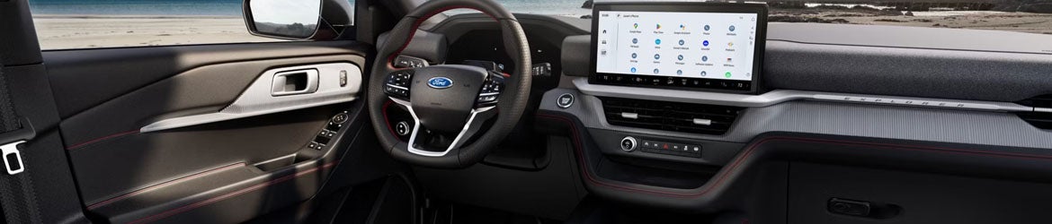 2026 Ford Explorer infotainment system in Benton AR featuring 13.2-inch touchscreen, wireless Apple CarPlay, Android Auto, and premium audio