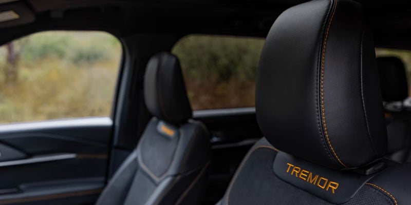 2026 Ford Explorer Tremor trim interior seat detail with premium stitching and durable materials in Benton AR