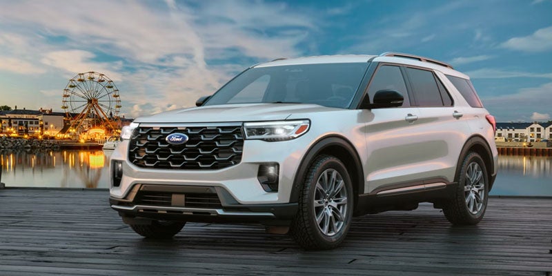 2026 Ford Explorer lineup in Benton AR showing ST-Line, Platinum, and Tremor trim options